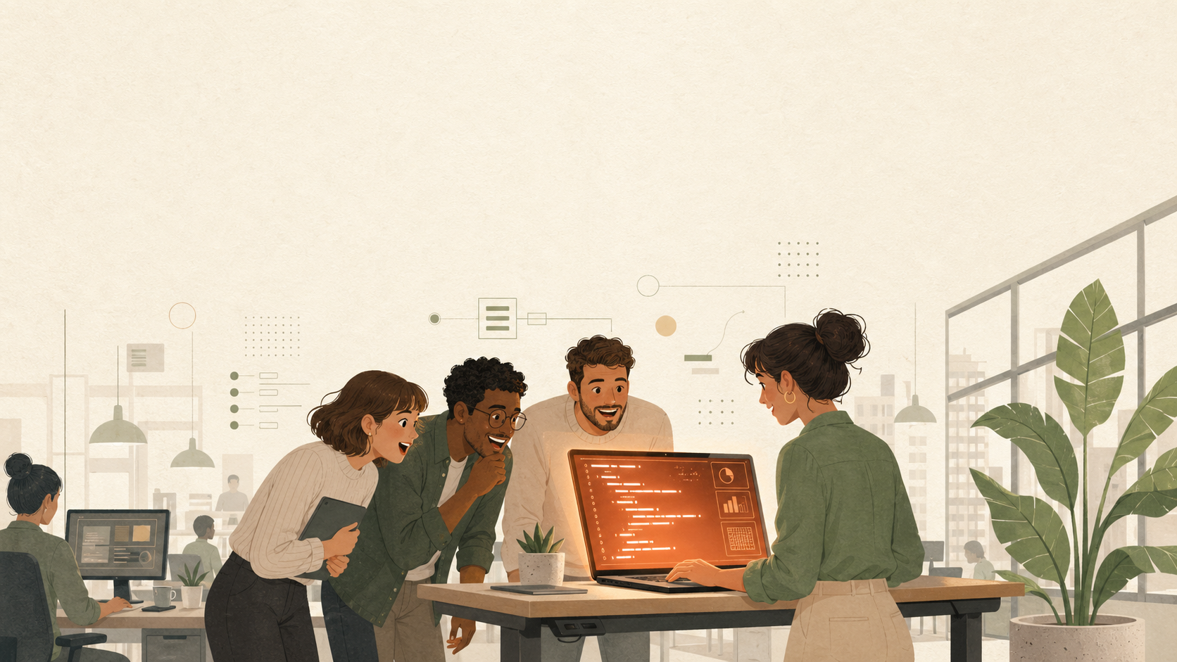 自動化デモを見せ合う参加者たち